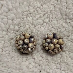 Elegant Beaded Stud Clip Earrings